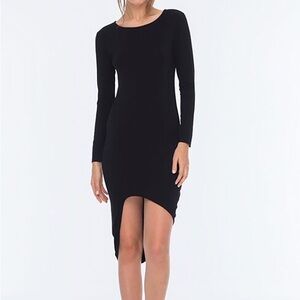 INDAH SALJU ASYMMETRICAL DRESS SOLID BLACK
